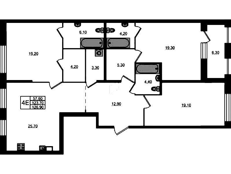 3-комнатная квартира 126.9 м², 2/9 эт., ЖК «ЛДМ»
