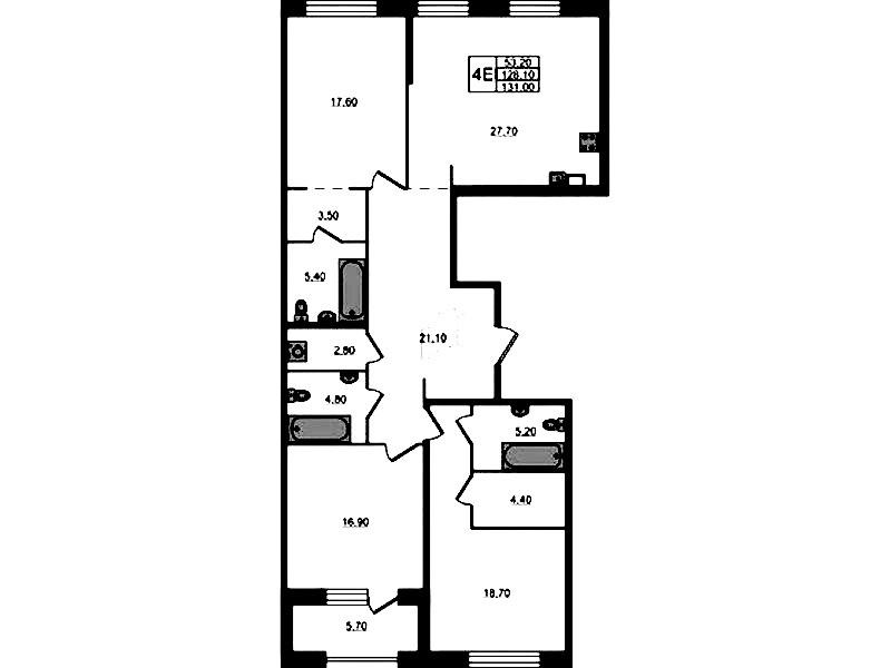 3-комнатная квартира 131 м², 2/9 эт., ЖК «ЛДМ»