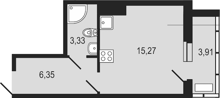 Квартира студия 26.3 м², 20/25 эт., ЖК «FRIENDS»