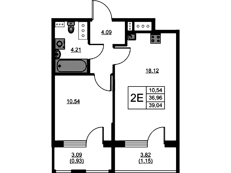 1-комнатная квартира 39.04 м², 3/13 эт., ЖК «RESPECT»