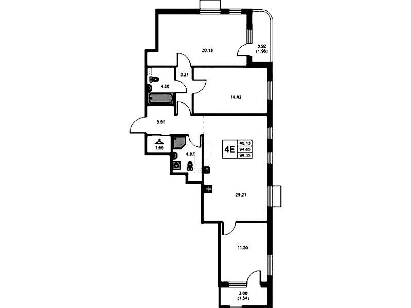3-комнатная квартира 98.35 м², 2/13 эт., ЖК «RESPECT»