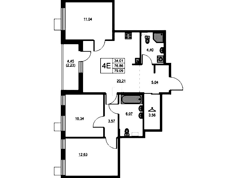 3-комнатная квартира 79.09 м², 2/13 эт., ЖК «RESPECT»