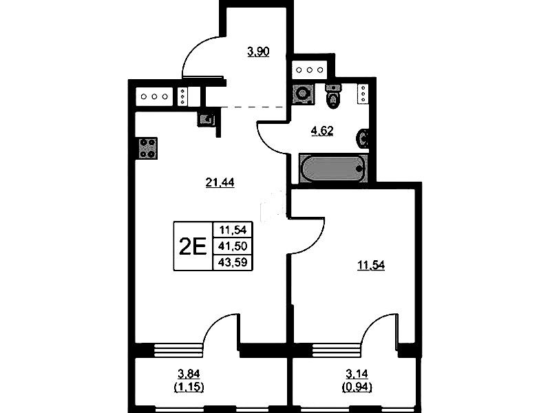 1-комнатная квартира 43.59 м², 4/13 эт., ЖК «RESPECT»