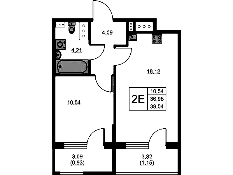 1-комнатная квартира 39.04 м², 4/13 эт., ЖК «RESPECT»