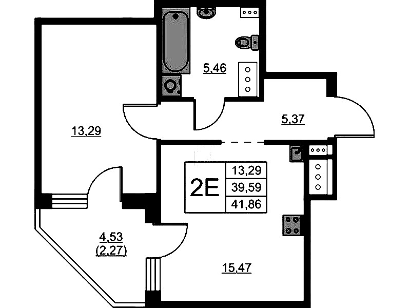1-комнатная квартира 41.86 м², 7/13 эт., ЖК «RESPECT»