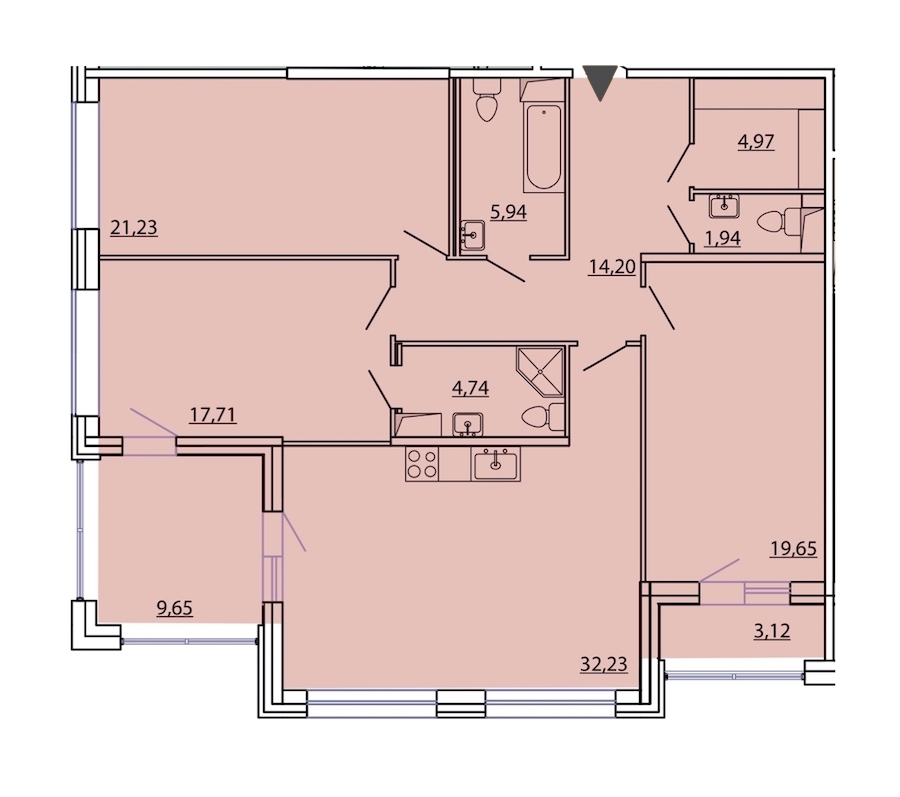 3-комнатная квартира 129 м², 5/8 эт., ЖК «Familia»