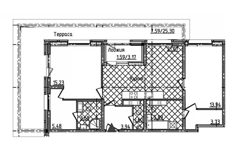 2-комнатная квартира 83.74 м², 21/23 эт., ЖК «БелАрт»