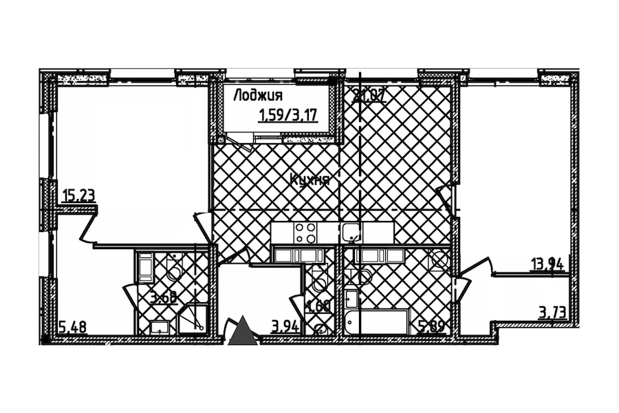 2-комнатная квартира 76.15 м², 23/23 эт., ЖК «БелАрт»