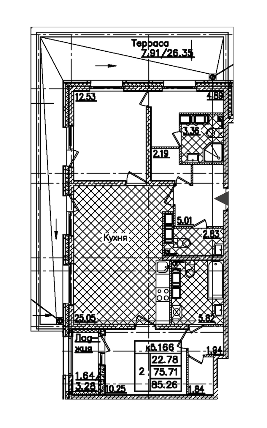 2-комнатная квартира 85.26 м², 19/22 эт., ЖК «БелАрт»