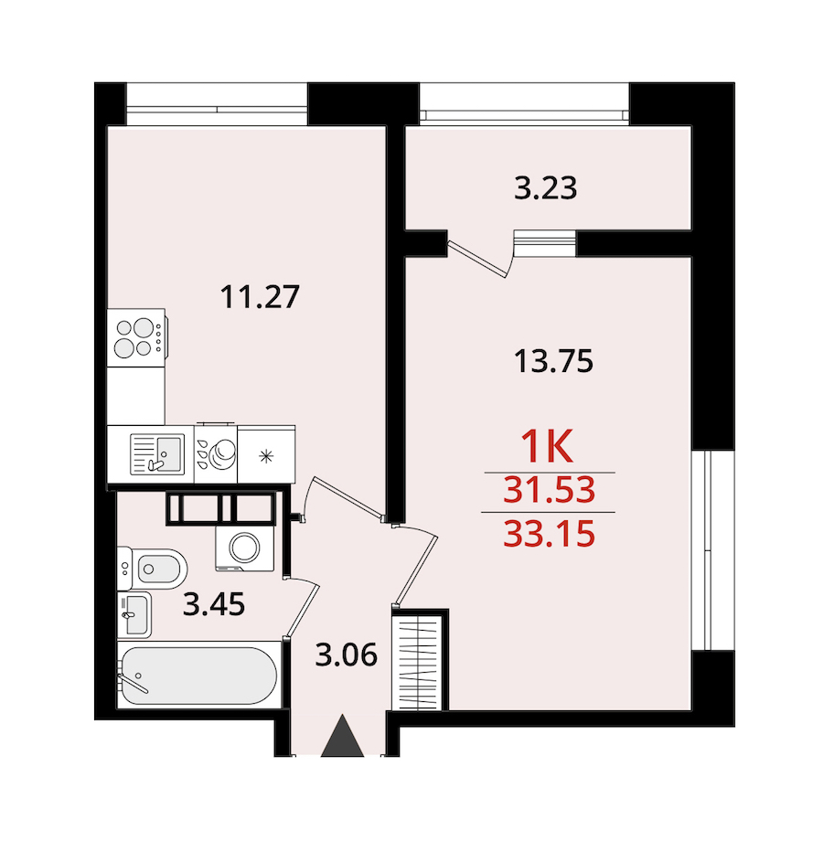 1-комнатная квартира 33.15 м², 19/22 эт., ЖК «БелАрт»