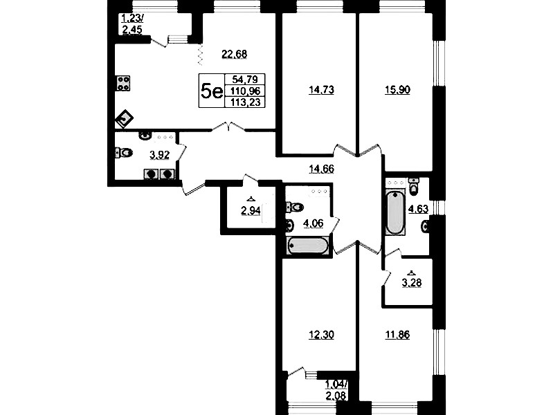 4-комнатная квартира 113.23 м², 13/14 эт., ЖК «БелАрт»