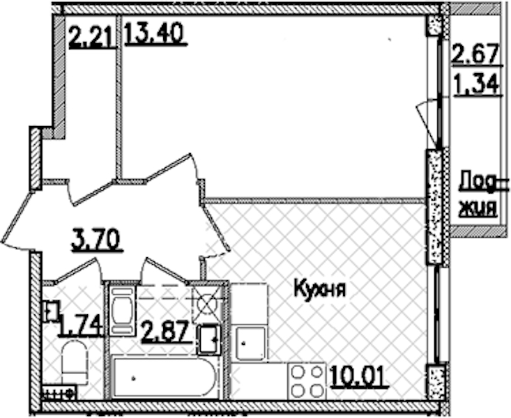 1-комнатная квартира 35.27 м², 8/9 эт., ЖК «Кинопарк»