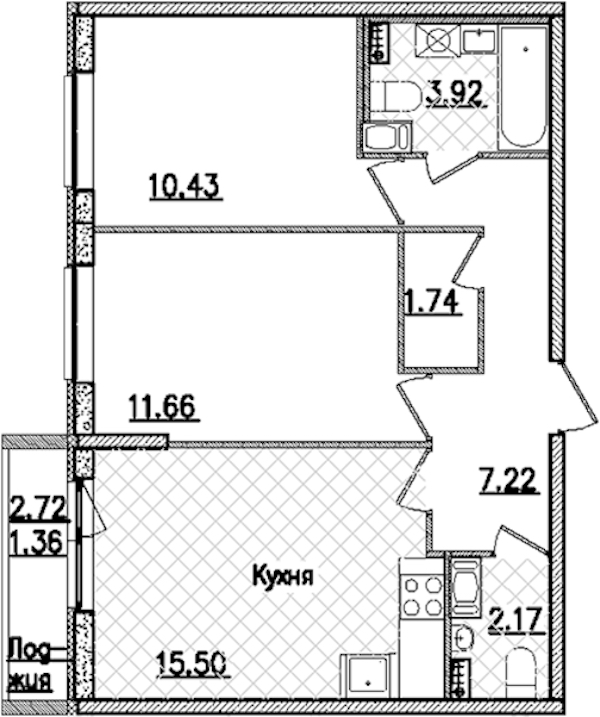 2-комнатная квартира 54 м², 8/9 эт., ЖК «Кинопарк»