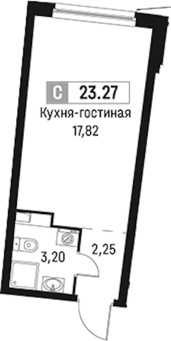 Квартира студия 23.27 м², 2/18 эт., ЖК «Авиатор»