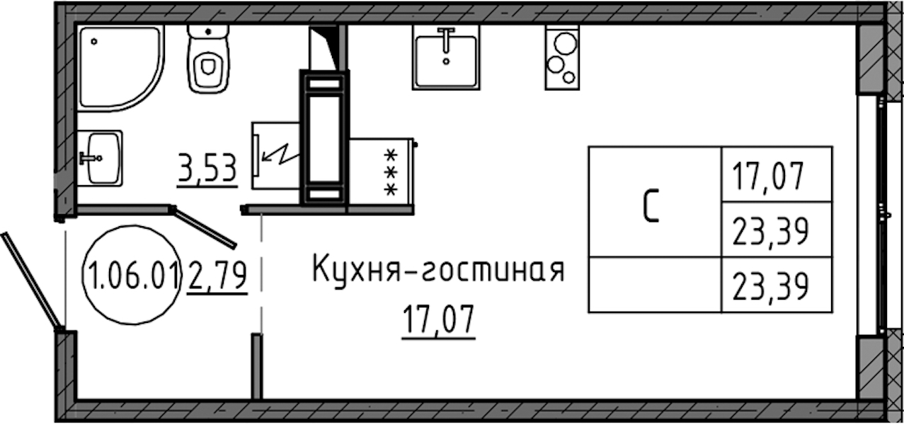 Квартира студия 23.39 м², 8/12 эт., ЖК «Максималист»
