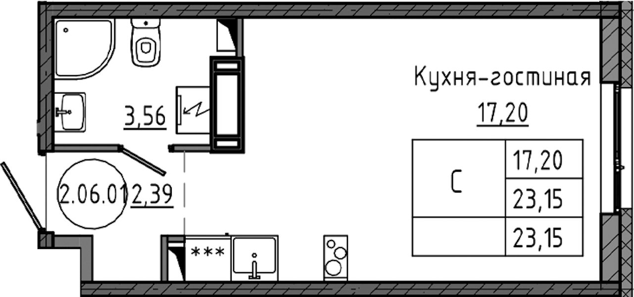 Квартира студия 23.15 м², 6/12 эт., ЖК «Максималист»