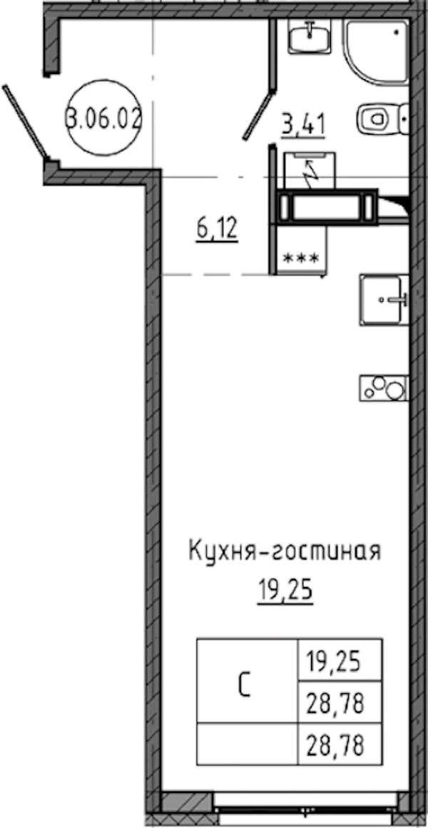 Квартира студия 28.78 м², 8/18 эт., ЖК «Максималист»