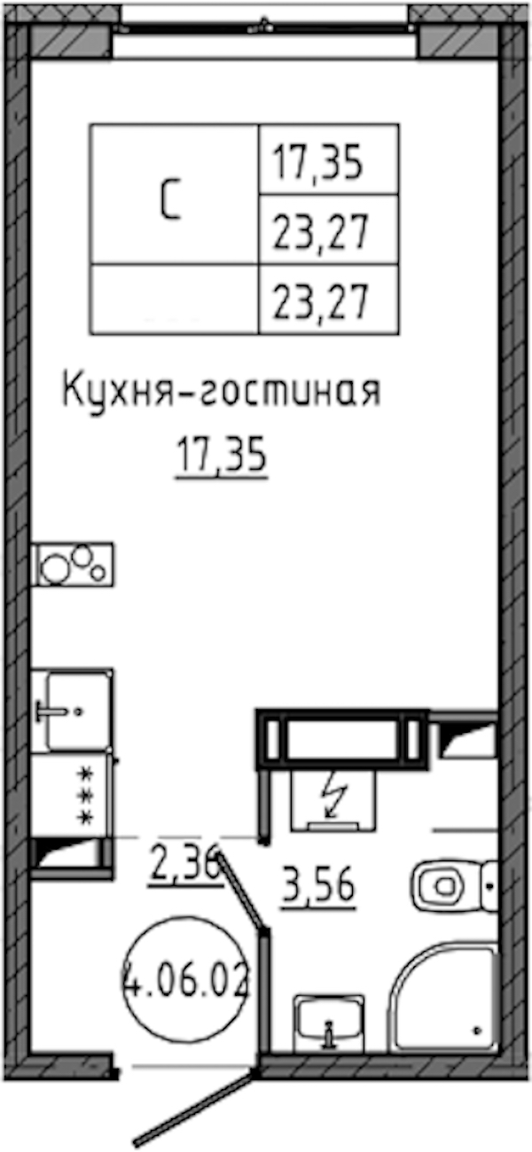 Квартира студия 23.27 м², 6/18 эт., ЖК «Максималист»