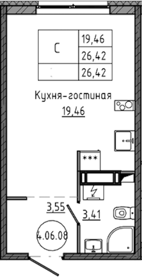 Квартира студия 26.42 м², 7/18 эт., ЖК «Максималист»