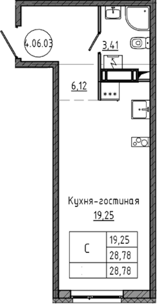 Квартира студия 28.78 м², 8/18 эт., ЖК «Максималист»