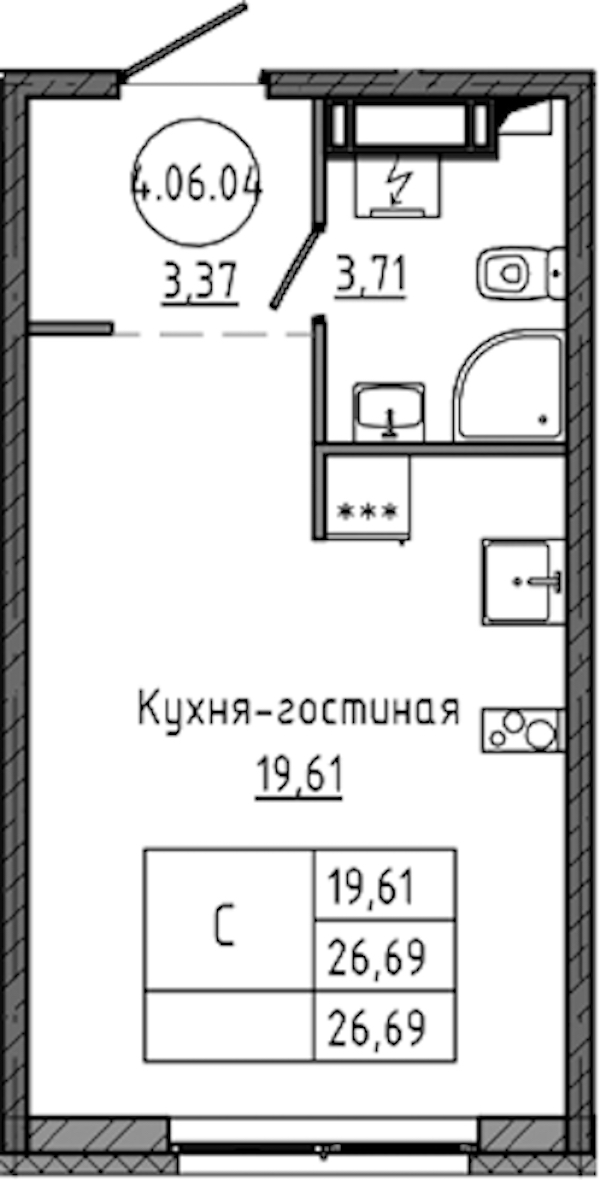 Квартира студия 26.69 м², 8/18 эт., ЖК «Максималист»