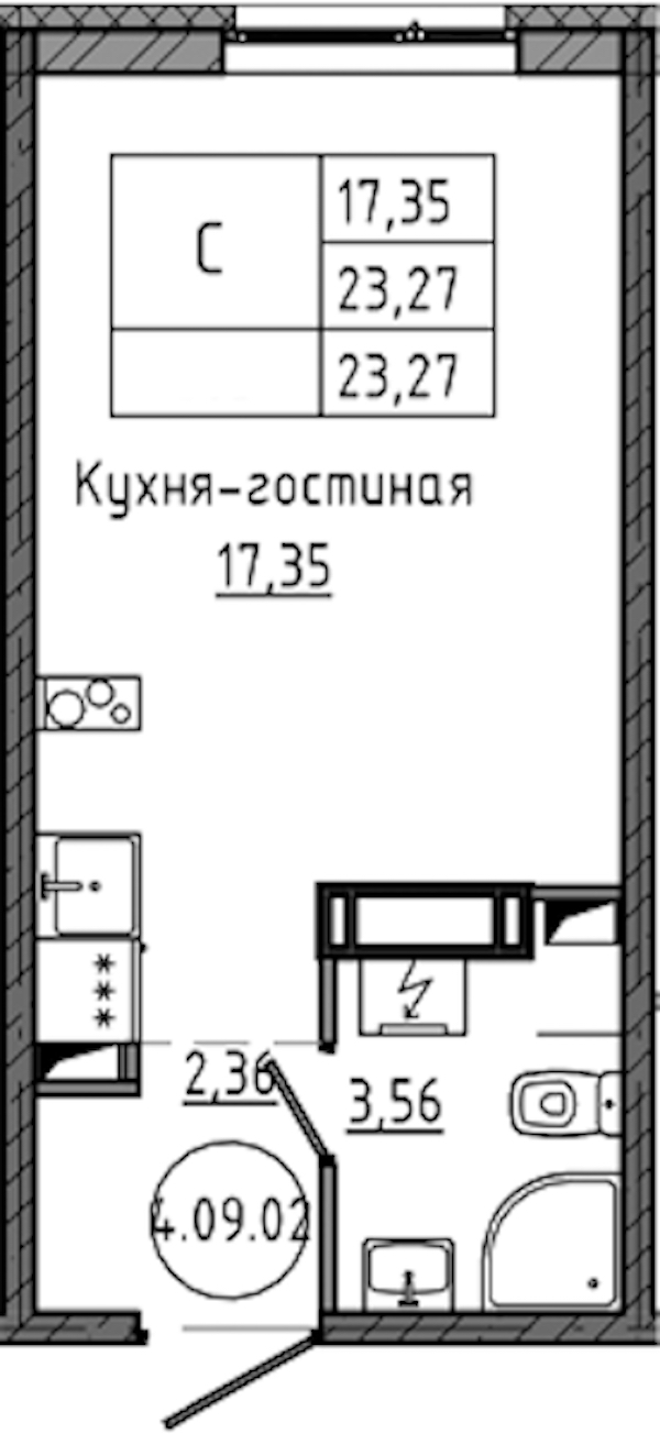 Квартира студия 23.27 м², 9/18 эт., ЖК «Максималист»