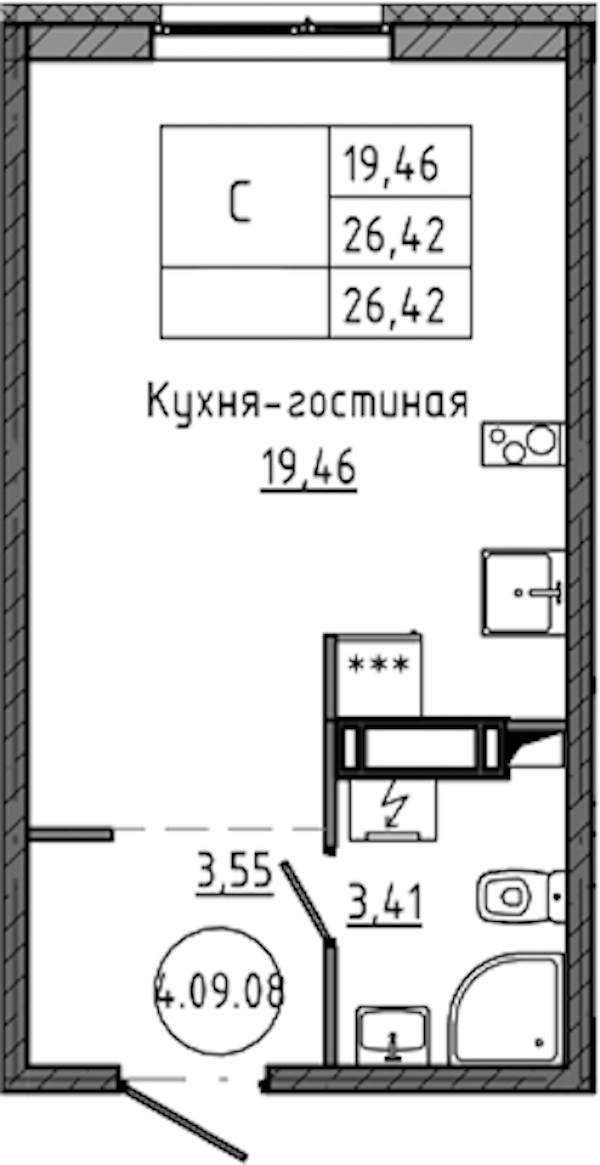 Квартира студия 26.42 м², 9/18 эт., ЖК «Максималист»
