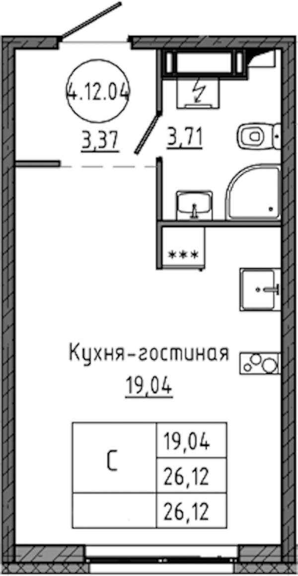 Квартира студия 26.12 м², 12/18 эт., ЖК «Максималист»