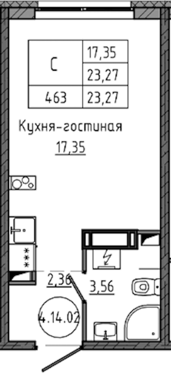 Квартира студия 23.27 м², 14/18 эт., ЖК «Максималист»