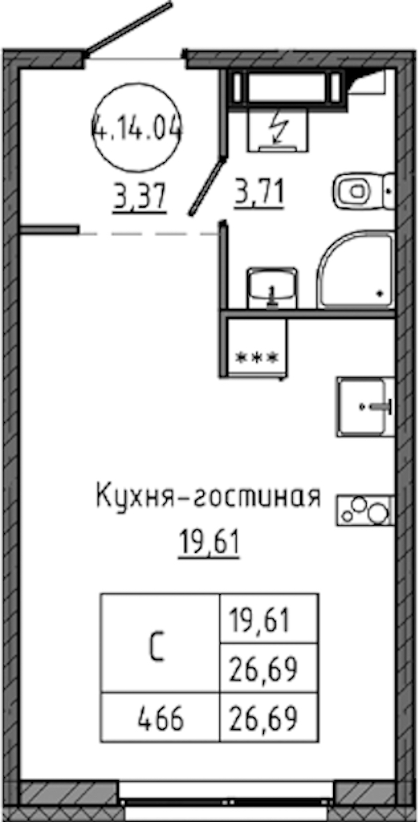 Квартира студия 26.69 м², 14/18 эт., ЖК «Максималист»