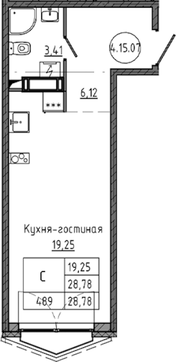 Квартира студия 28.78 м², 15/18 эт., ЖК «Максималист»