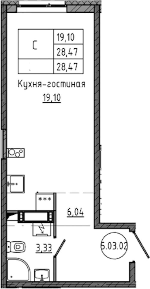 Квартира студия 28.47 м², 5/18 эт., ЖК «Максималист»