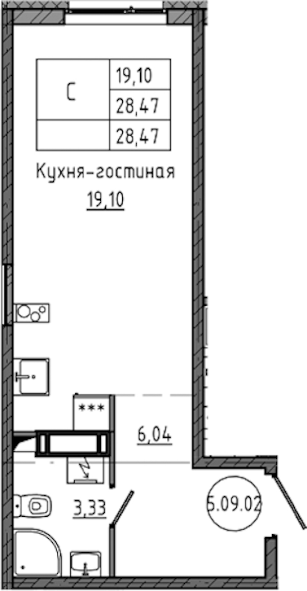Квартира студия 28.47 м², 9/18 эт., ЖК «Максималист»