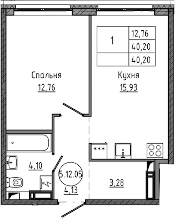 1-комнатная квартира 40.2 м², 12/18 эт., ЖК «Максималист»