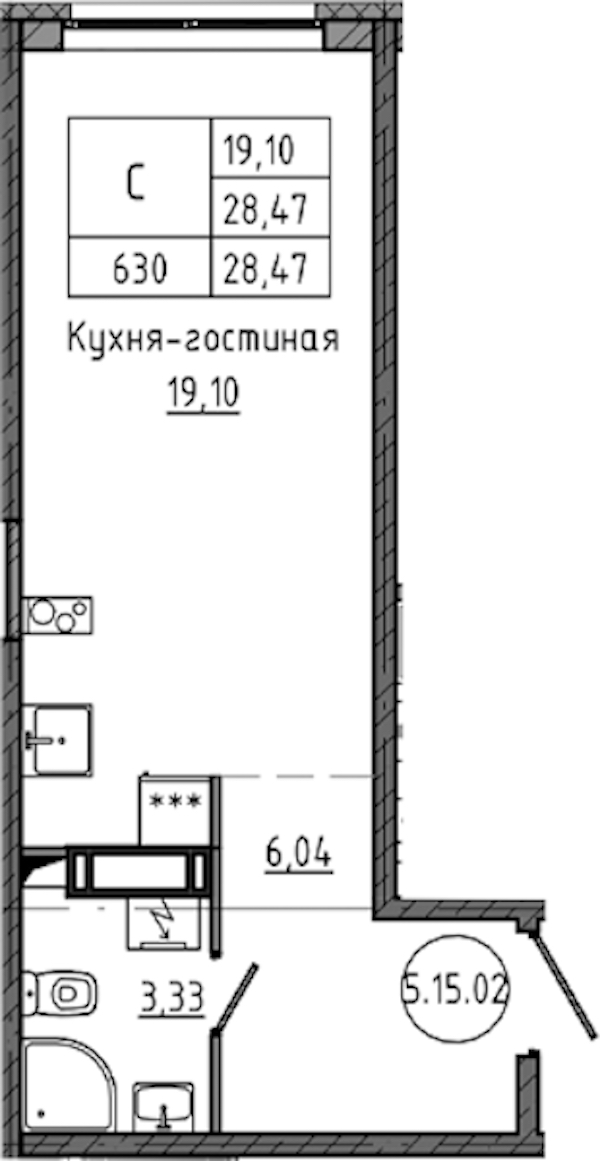 Квартира студия 28.47 м², 15/18 эт., ЖК «Максималист»
