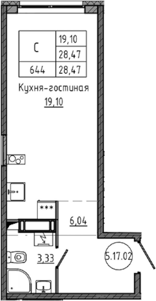Квартира студия 28.47 м², 17/18 эт., ЖК «Максималист»