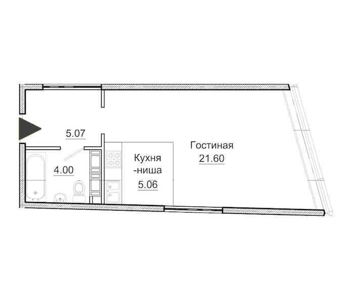 Квартира студия 35.73 м², 10/11 эт., Комплекс апартаментов «Next»