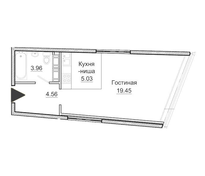 Квартира студия 33 м², 10/11 эт., Комплекс апартаментов «Next»