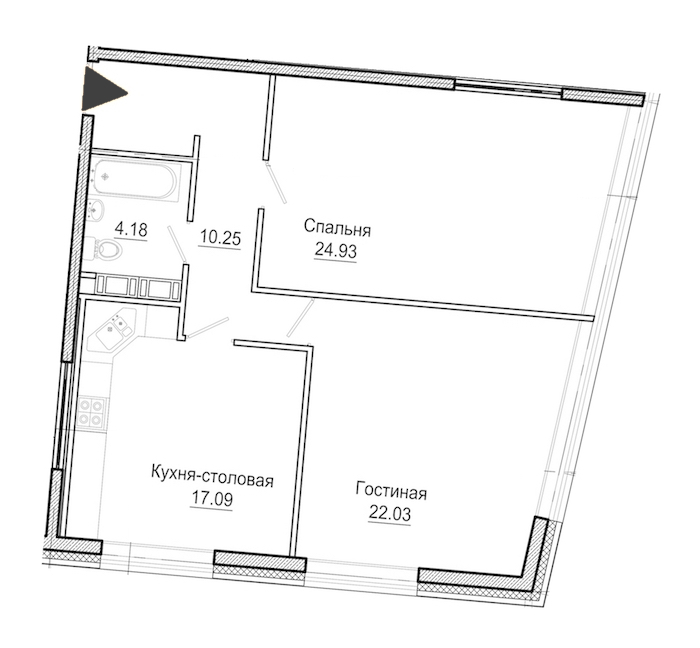 2-комнатная квартира 78.48 м², 11/11 эт., Комплекс апартаментов «Next»