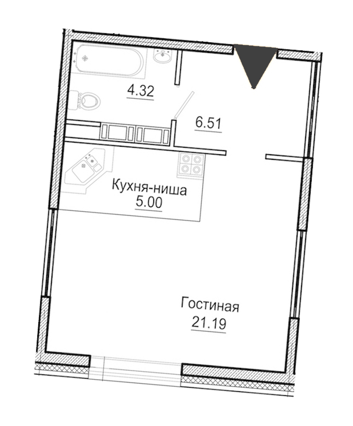 Квартира студия 37.02 м², 11/11 эт., Комплекс апартаментов «Next»