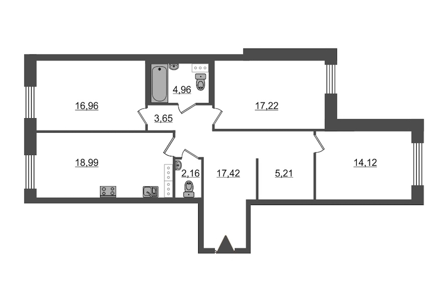3-комнатная квартира 100.69 м², 2/9 эт., ЖК «Идеалист»