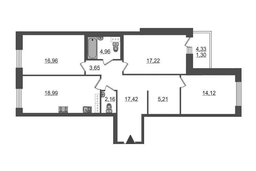 3-комнатная квартира 101.99 м², 5/9 эт., ЖК «Идеалист»