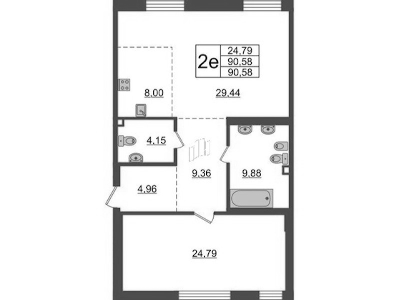 1-комнатная квартира 89.86 м², 2/7 эт., ЖК «Приоритет»