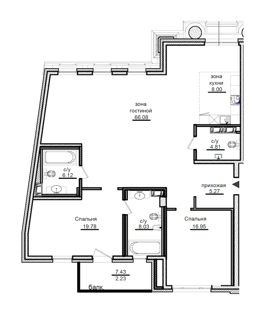2-комнатная квартира 137.27 м², 5/7 эт., ЖК «Приоритет»