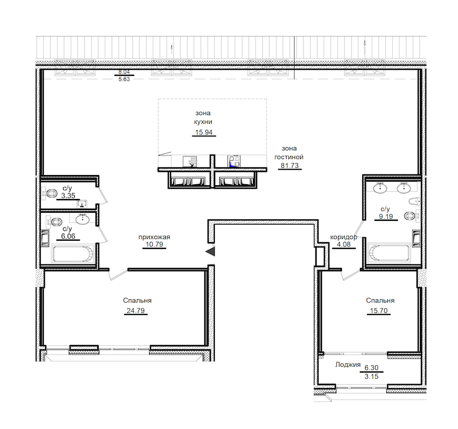2-комнатная квартира 180.8 м², 7/7 эт., ЖК «Приоритет»