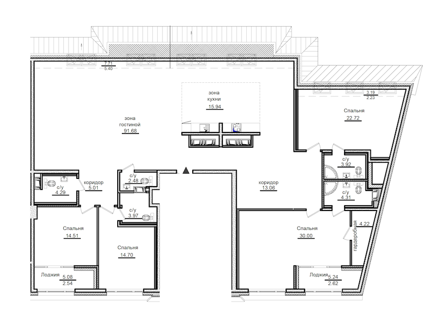 4-комнатная квартира 240.7 м², 7/7 эт., ЖК «Приоритет»