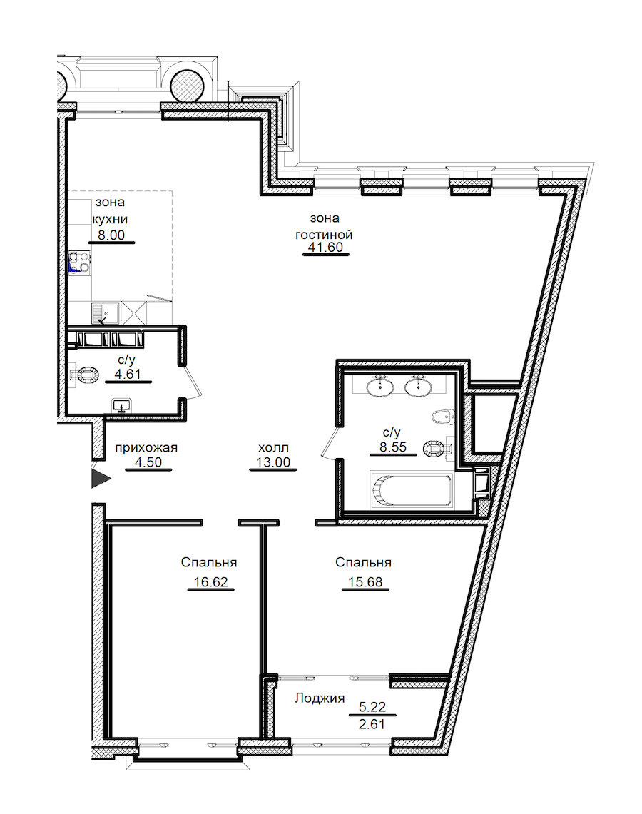 2-комнатная квартира 117.47 м², 5/7 эт., ЖК «Приоритет»
