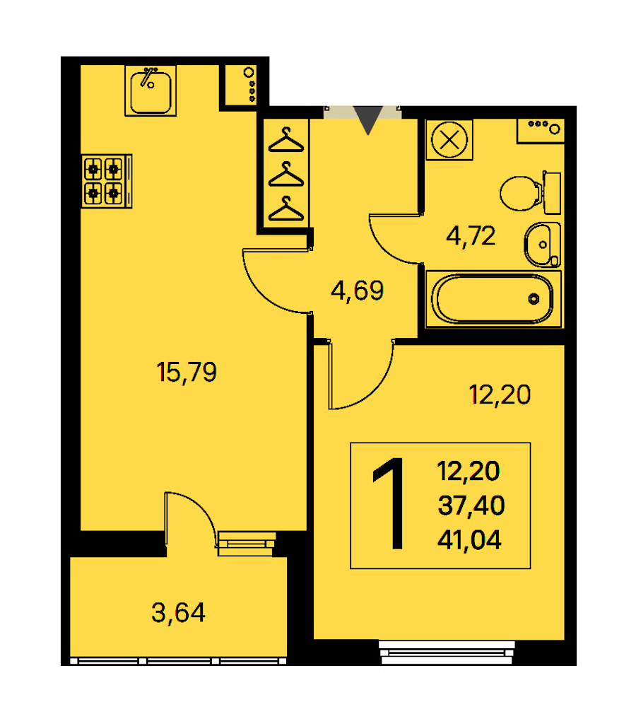 1-комнатная квартира 37.4 м², 2/8 эт., ЖК «Ясно.Янино»