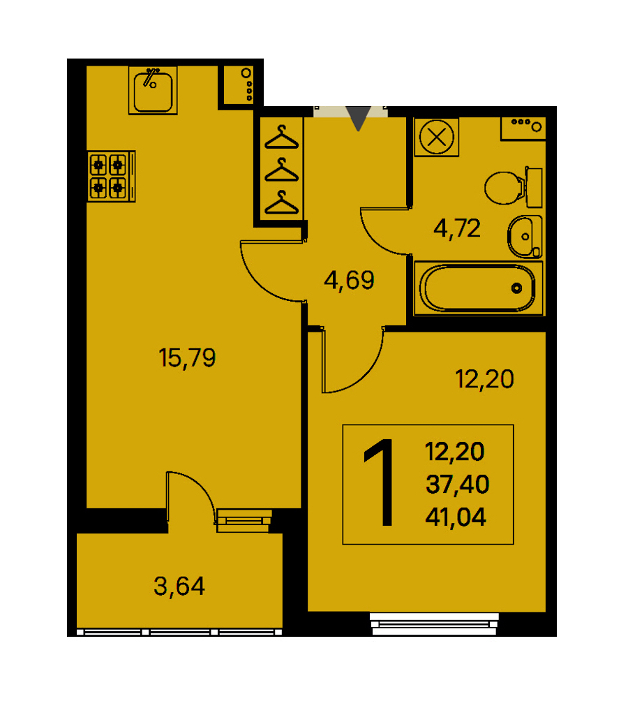 1-комнатная квартира 37.4 м², 2/8 эт., ЖК «Ясно.Янино»