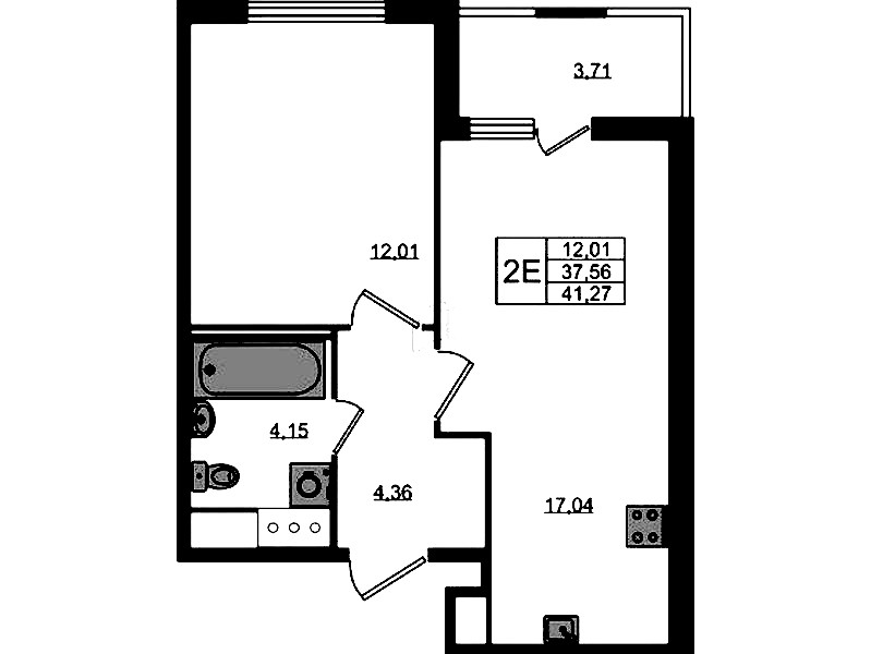 1-комнатная квартира 37.56 м², 6/8 эт., ЖК «Ясно.Янино»